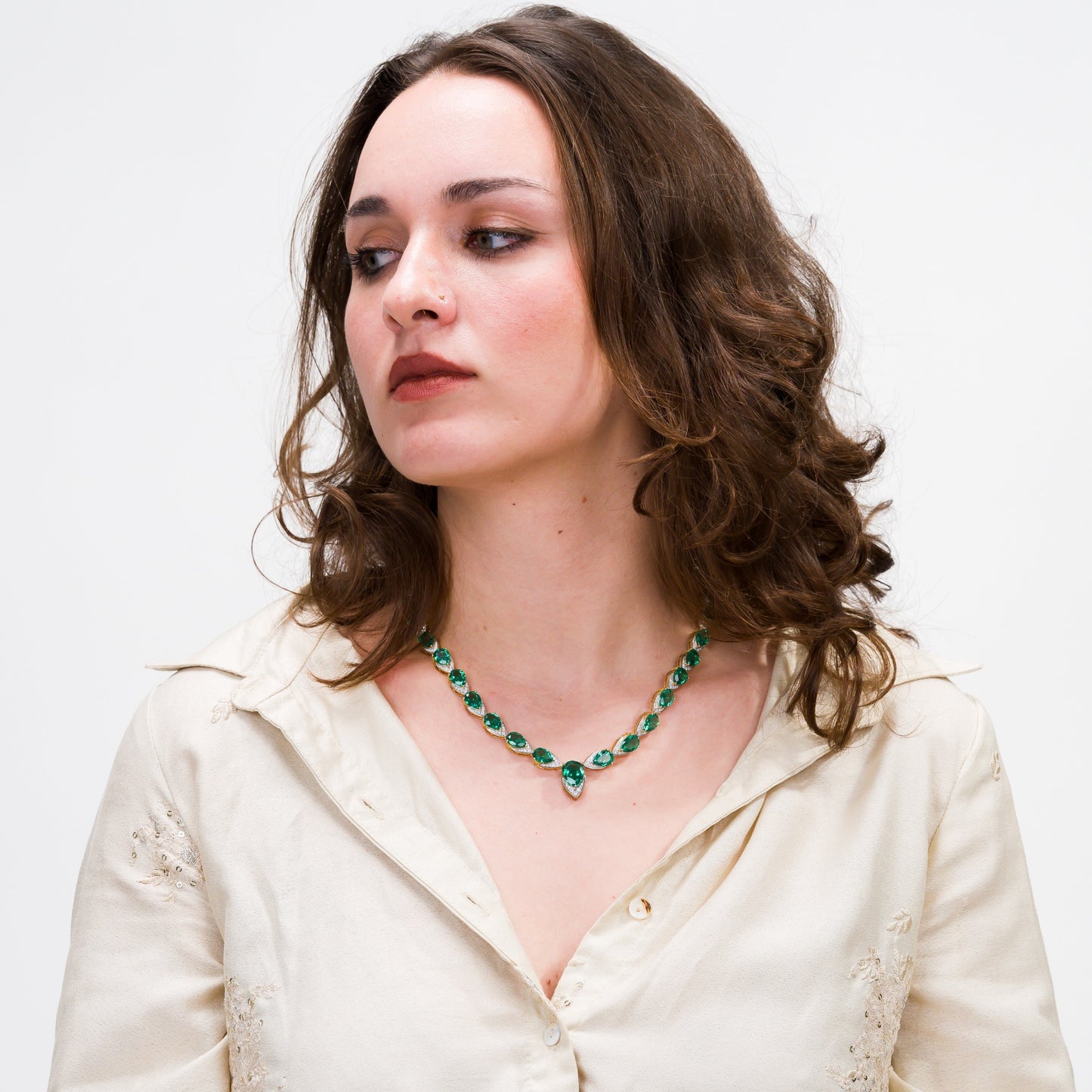 EMERALD WHISPER NECKLACE AND EARRING