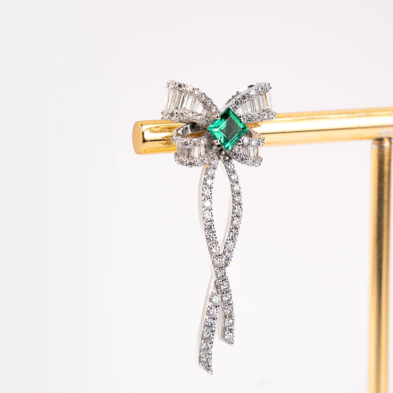 EMERALD BOW EARRINGS