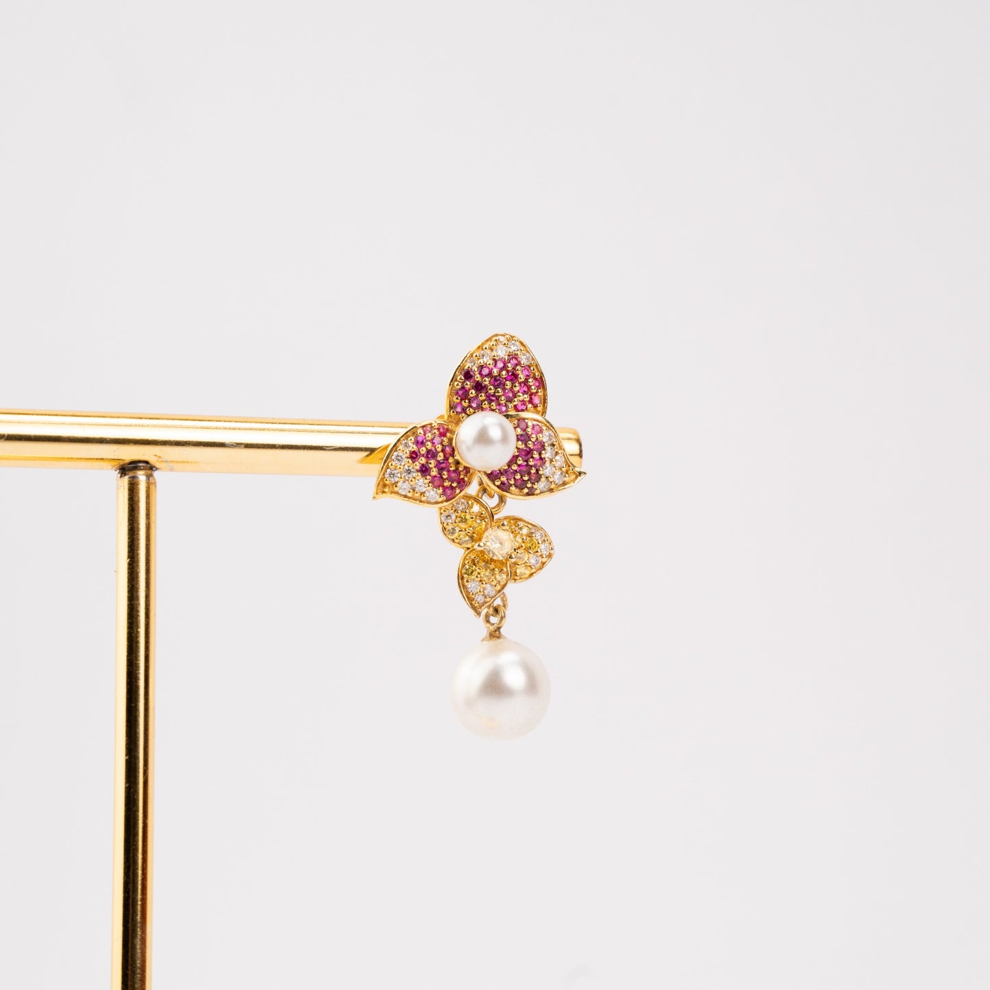 PEARL AND RUBY FLORAL DROPS