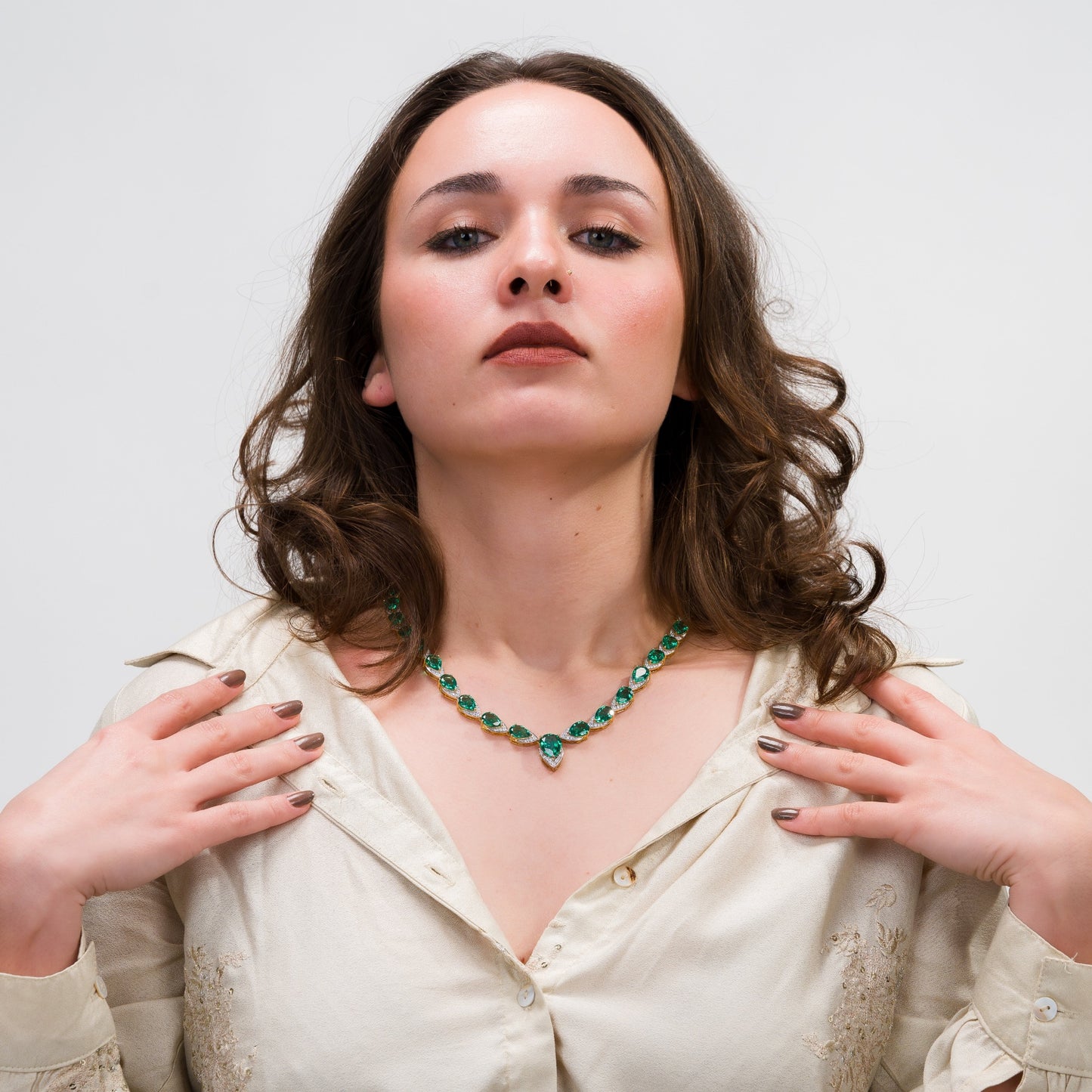 EMERALD WHISPER NECKLACE AND EARRING